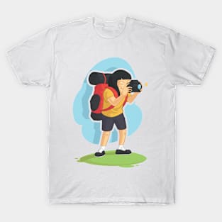 Backpacker Girl Taking Photo T-Shirt